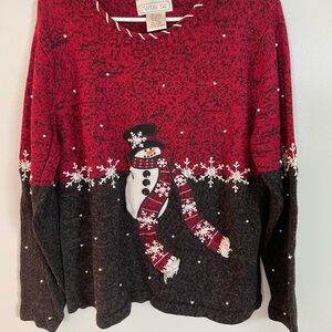 Mandal Bay Holiday Snowman embroidered Sweater - size large